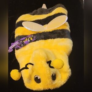 Bumblebee Fleece Costume For Dogs, Yellow & Black w Shiny Wings & Stinger, Med